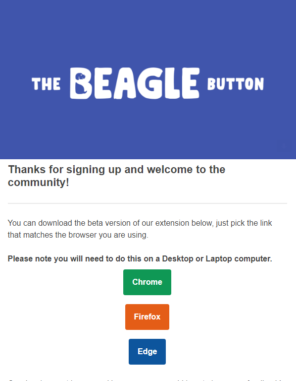 Automated email from Beagle not mentioning anything about the 'plant 5 trees' initiative